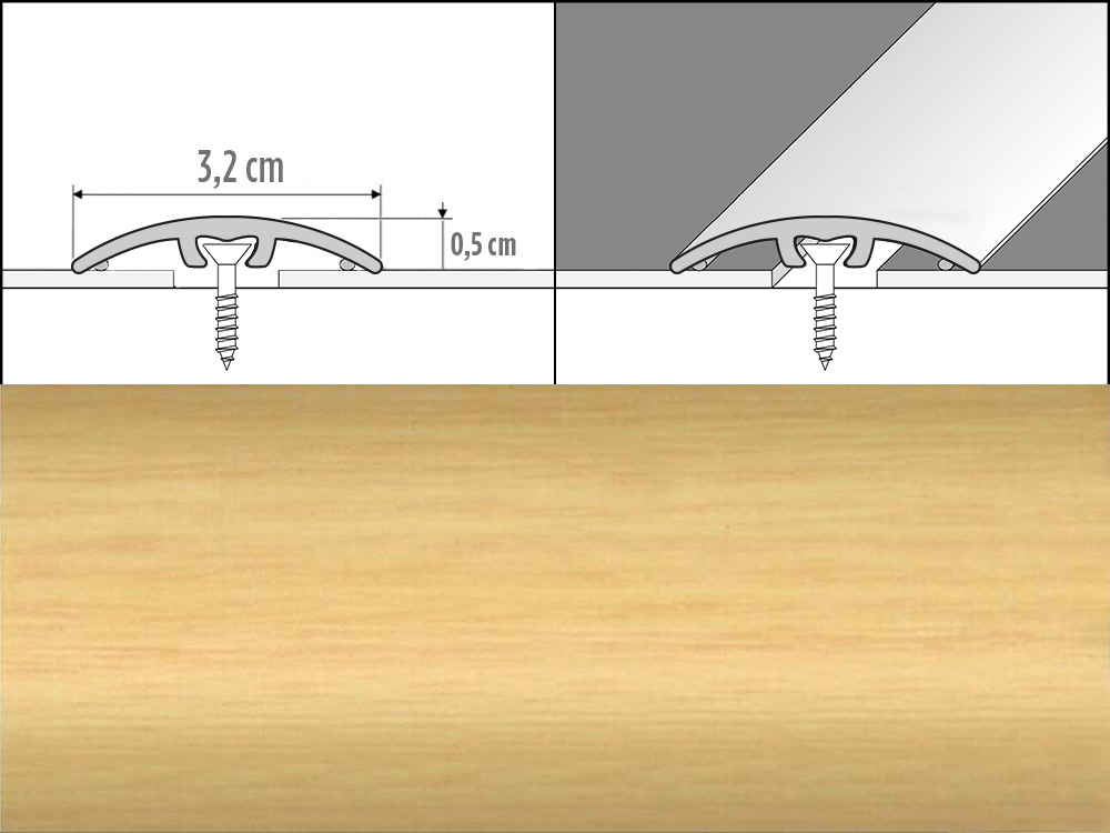 Prechodové lišty A66, šírka 3,2 cm x dĺžka 93 cm - javor