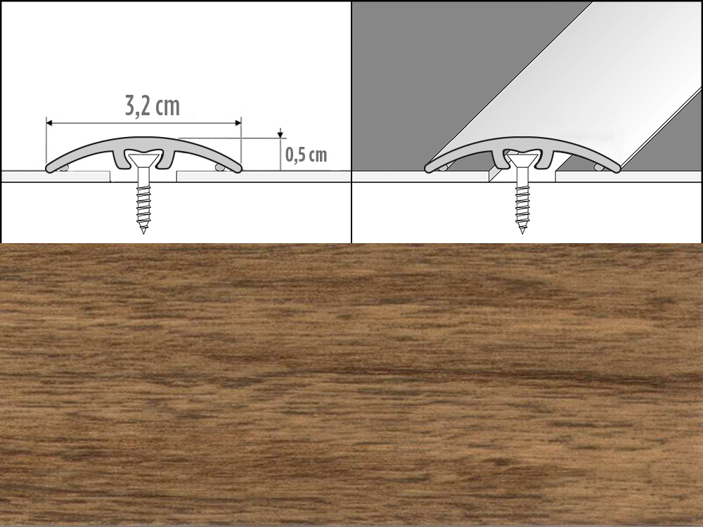 Prechodové lišty A66, šírka 3,2 cm x dĺžka 93 cm - merbau