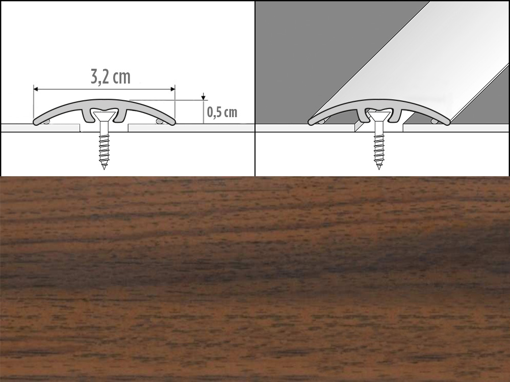 Prechodové lišty A66, šírka 3,2 cm x dĺžka 93 cm - teak indický