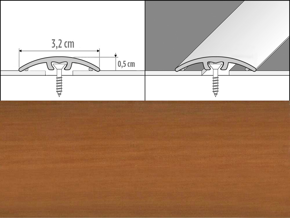 Prechodové lišty A66, šírka 3,2 cm x dĺžka 270 cm - višňa