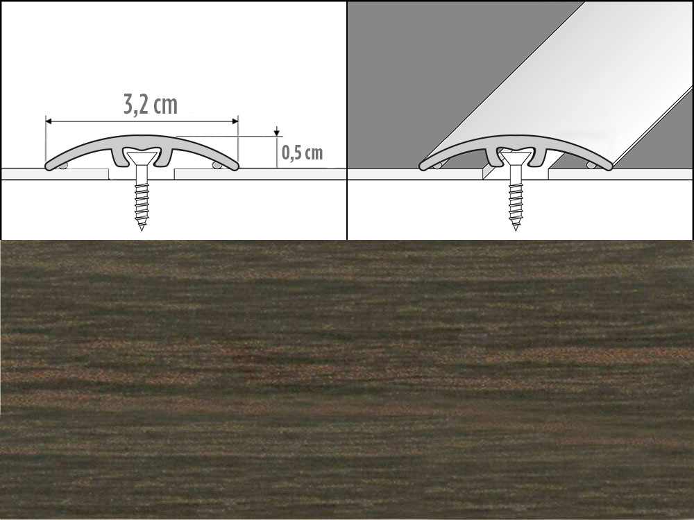 Prechodové lišty A66, šírka 3,2 cm x dĺžka 93 cm - wenge kongo