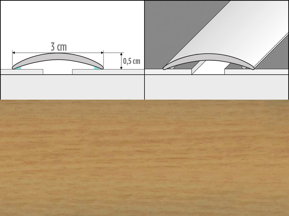 Prechodové lišty A03, šírka 3 cm x dĺžka 93 cm - buk jasný