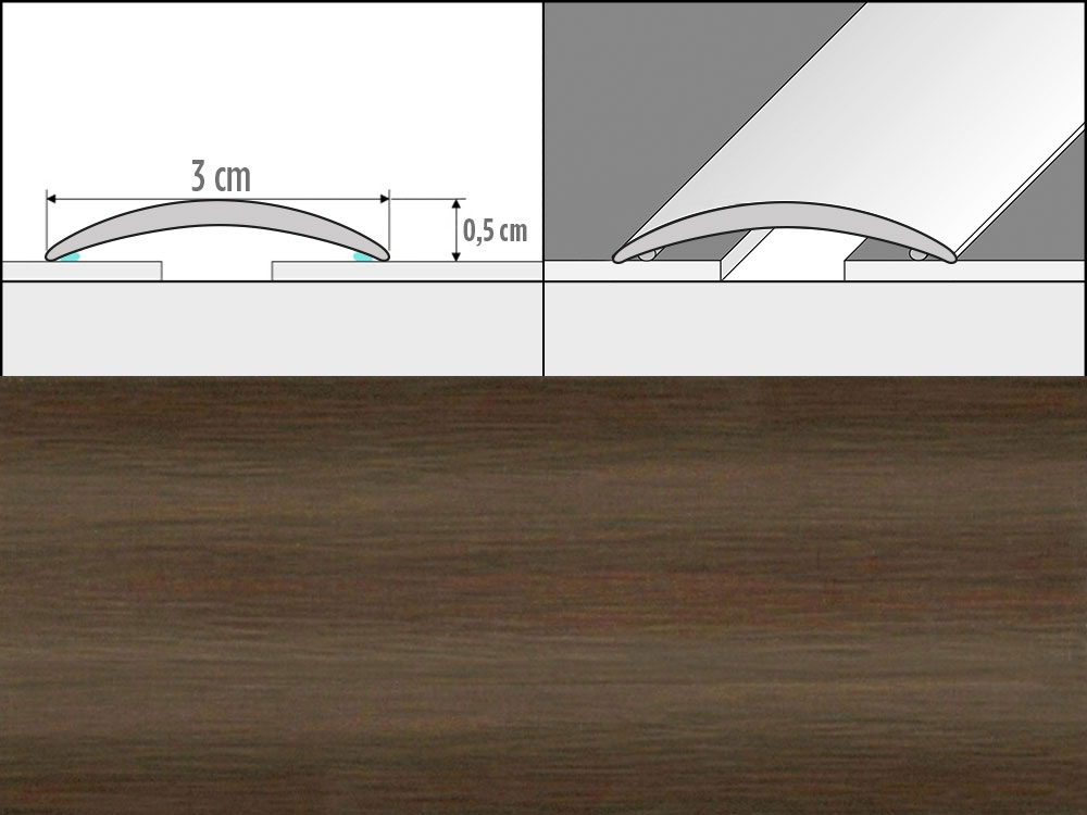 Prechodové lišty A03, šírka 3 cm x dĺžka 270 cm - gaštan japonský