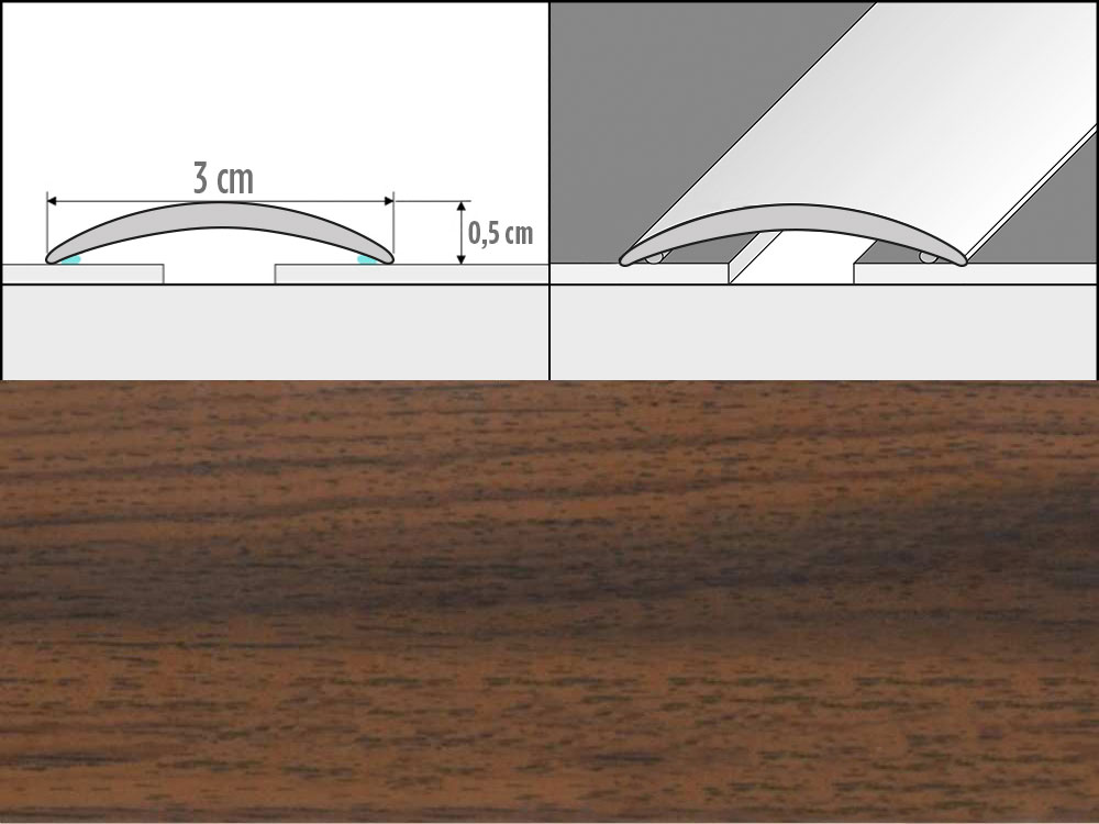 Prechodové lišty A03, šírka 3 cm x dĺžka 270 cm - teak indický