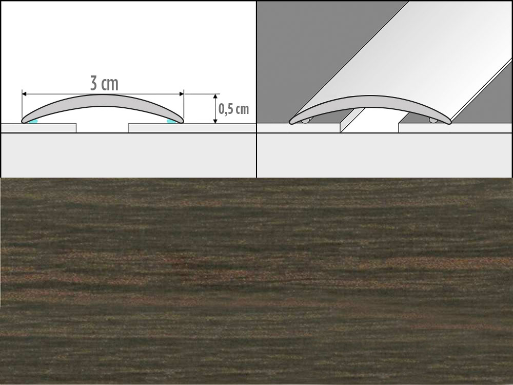 Prechodové lišty A03, šírka 3 cm x dĺžka 270 cm - wenge