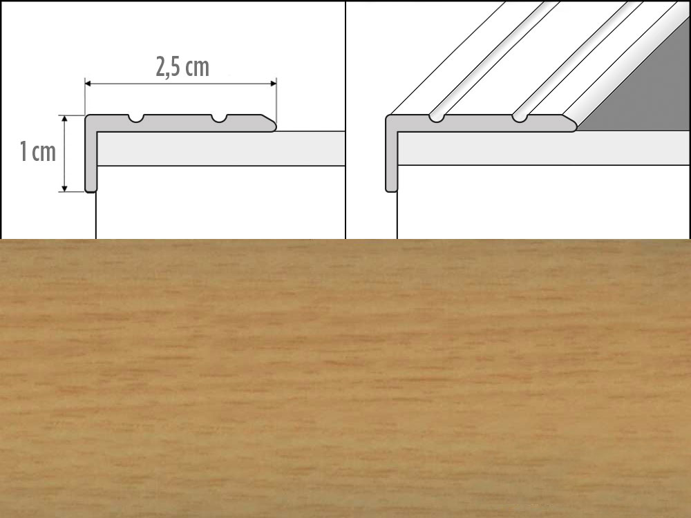 Prechodové lišty A31 šírka 2,5 x 1 cm, dĺžka 270 cm - buk jasný