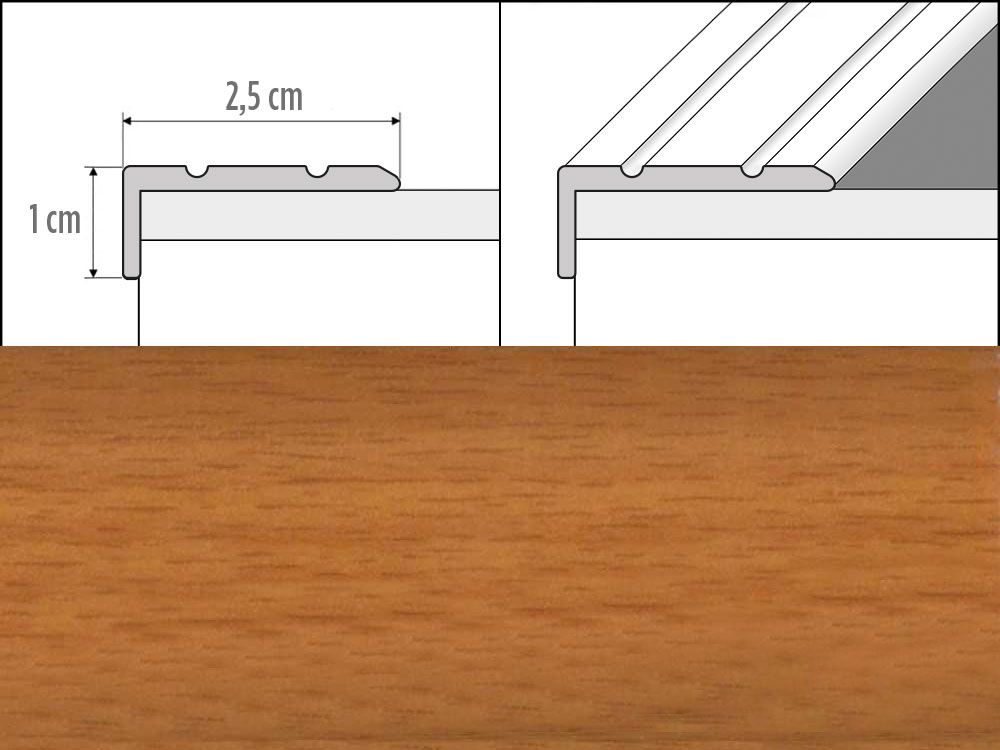 Prechodové lišty A31 šírka 2,5 x 1 cm, dĺžka 270 cm - buk parený