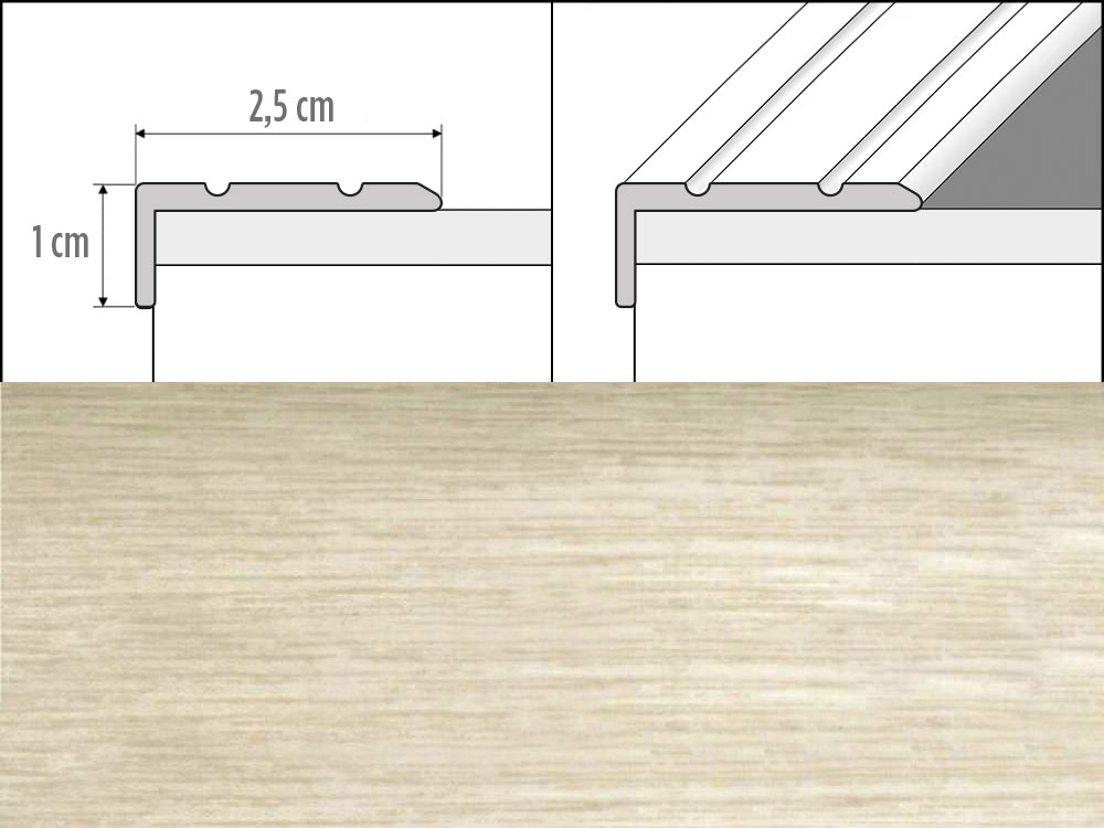 Prechodové lišty A31 šírka 2,5 x 1 cm, dĺžka 90 cm - dub bielený