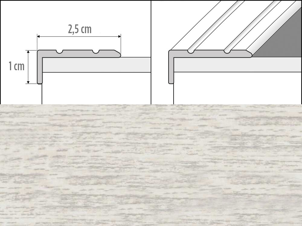 Prechodové lišty A31 šírka 2,5 x 1 cm, dĺžka 270 cm - dub wanilia