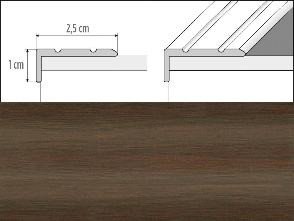 Prechodové lišty A31 šírka 2,5 x 1 cm, dĺžka 270 cm - gaštan japonský
