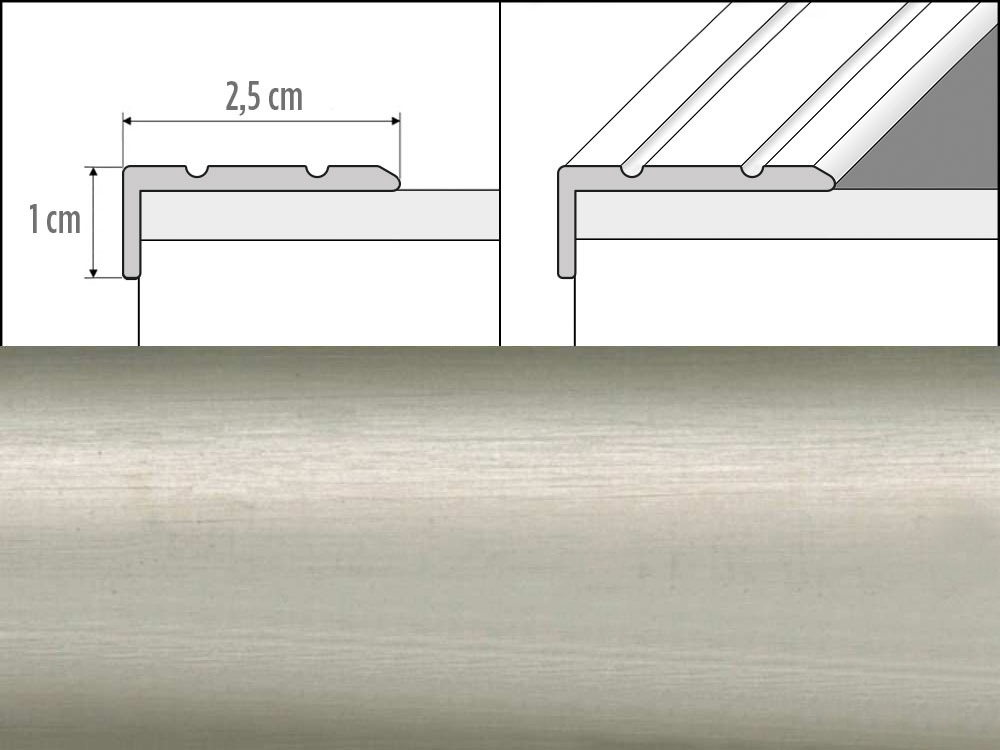 Prechodové lišty A31 šírka 2,5 x 1 cm, dĺžka 90 cm - inox