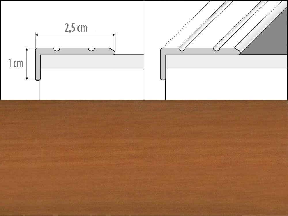 Prechodové lišty A31 šírka 2,5 x 1 cm, dĺžka 270 cm - višňa