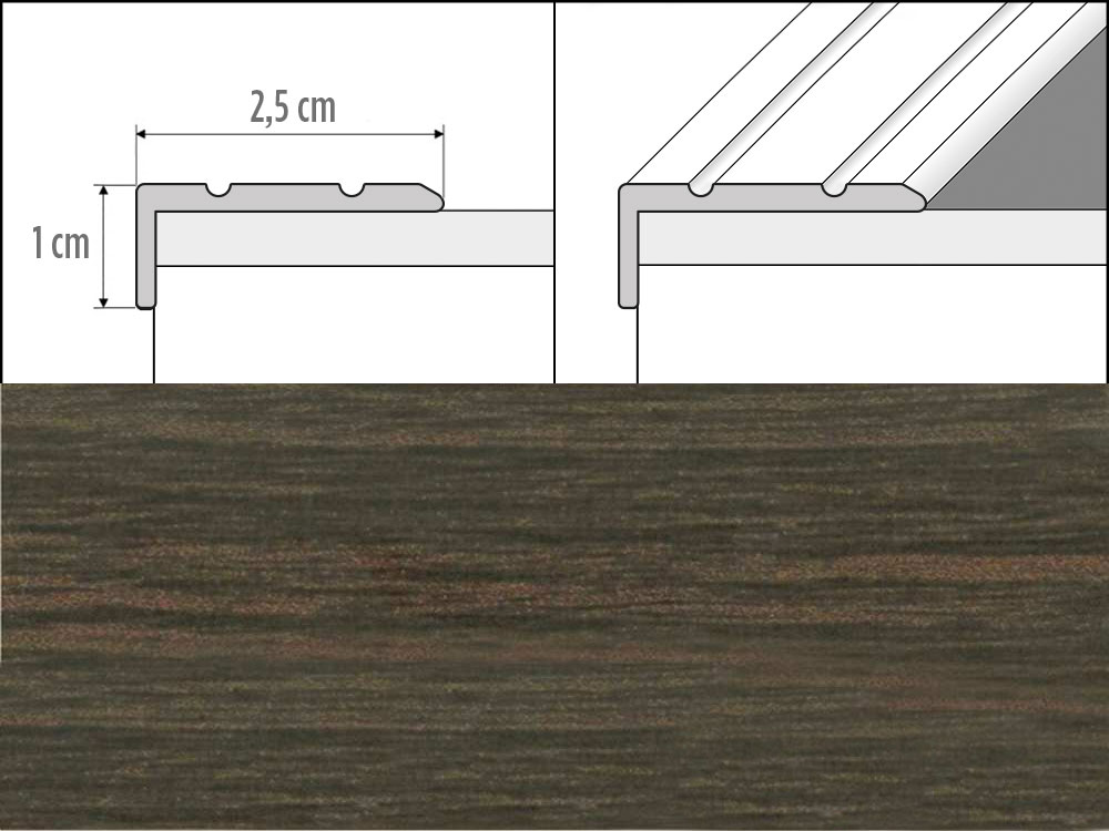 Prechodové lišty A31 šírka 2,5 x 1 cm, dĺžka 270 cm - wenge kongo