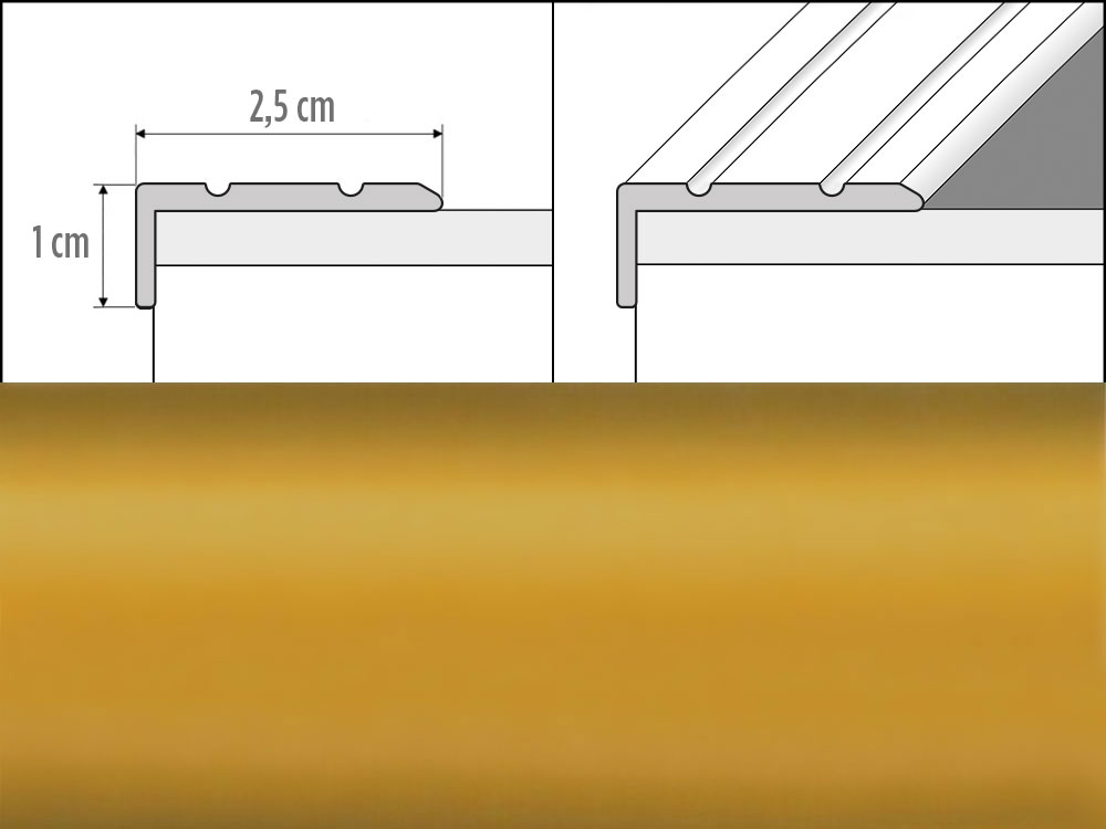 Prechodové lišty A31 šírka 2,5 x 1 cm, dĺžka 270 cm - zlatá