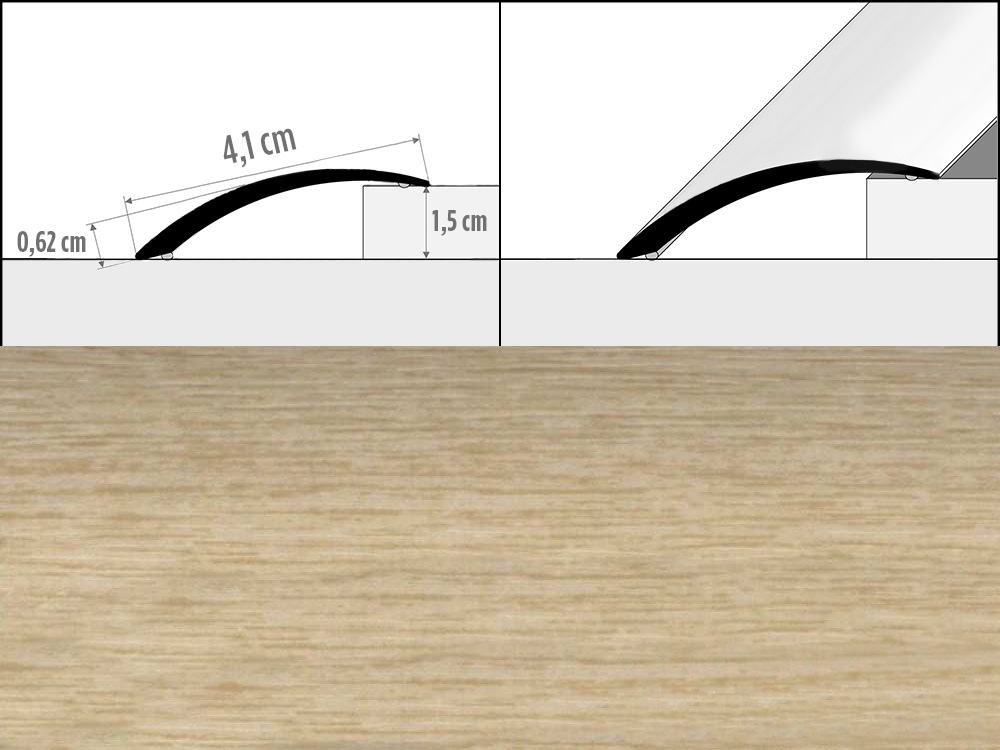 Prechodové lišty A48, šírka 4,1 cm x dĺžka 100 cm - dub mocca