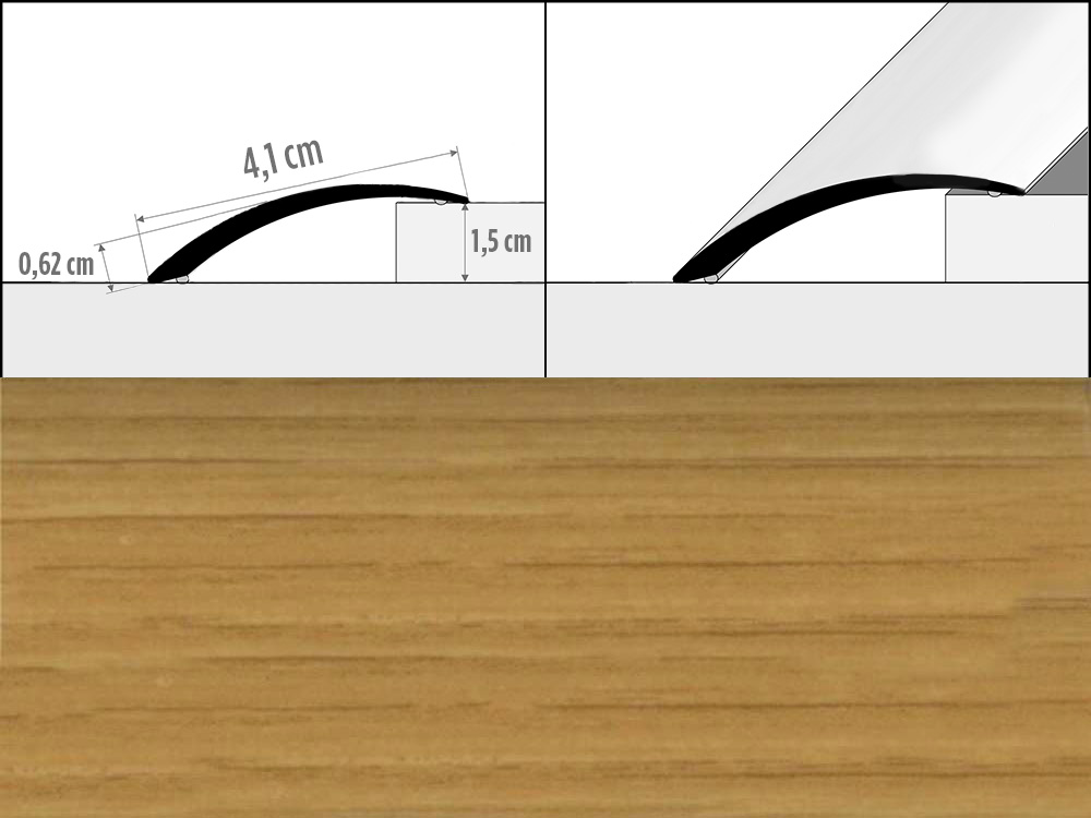 Prechodové lišty A48, šírka 4,1 cm x dĺžka 100 cm - dub
