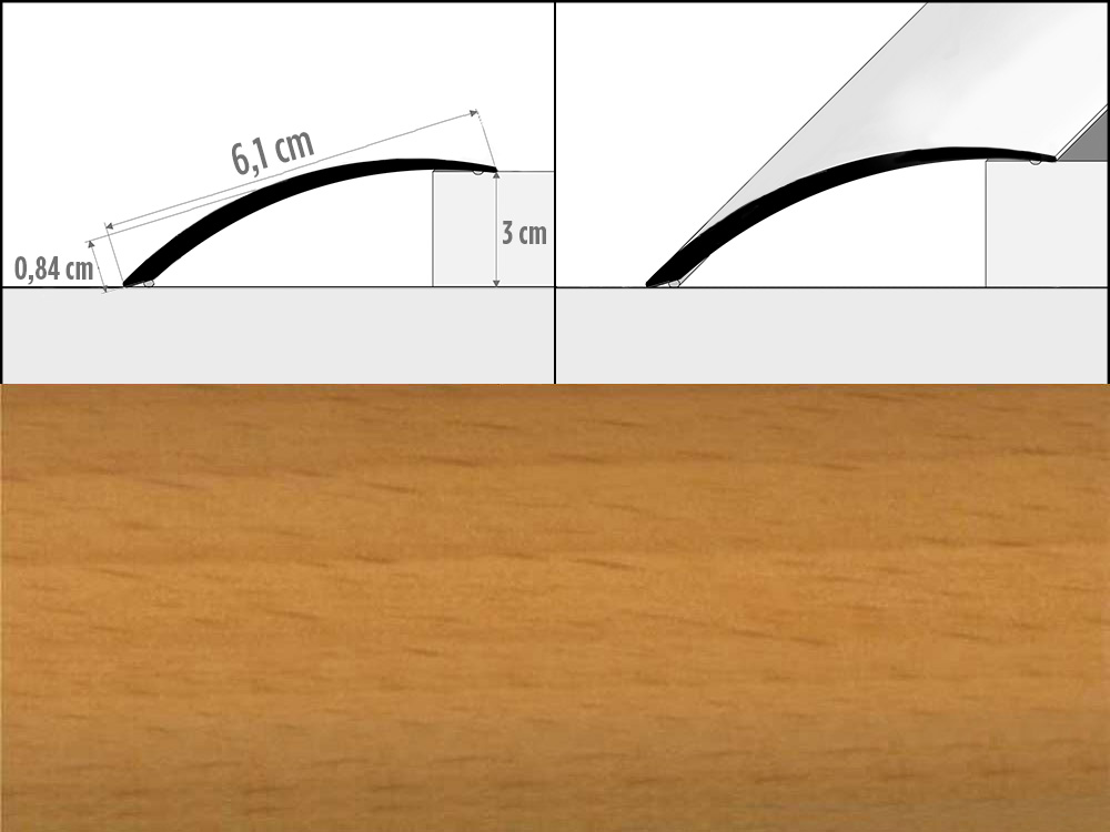 Prechodové lišty A49, šírka 6,1 cm x dĺžka 100 cm - buk
