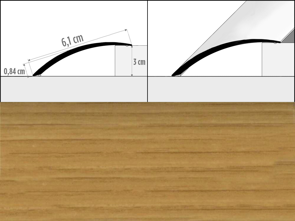 Prechodové lišty A49, šírka 6,1 cm x dĺžka 200 cm - dub