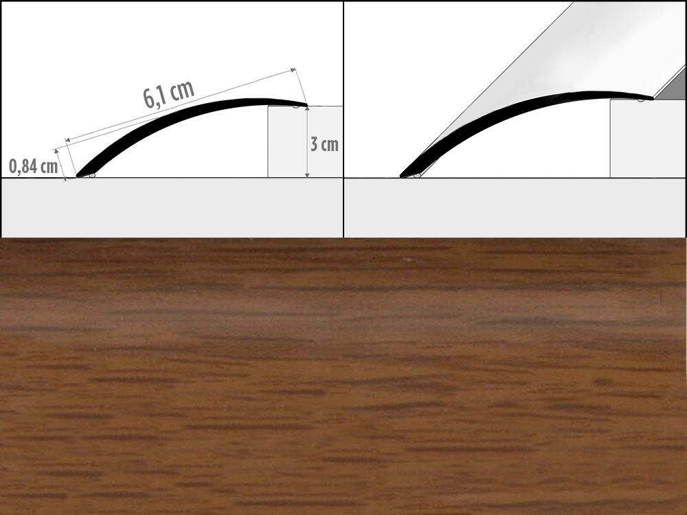 Prechodové lišty A49, šírka 6,1 cm x dĺžka 200 cm - frézia