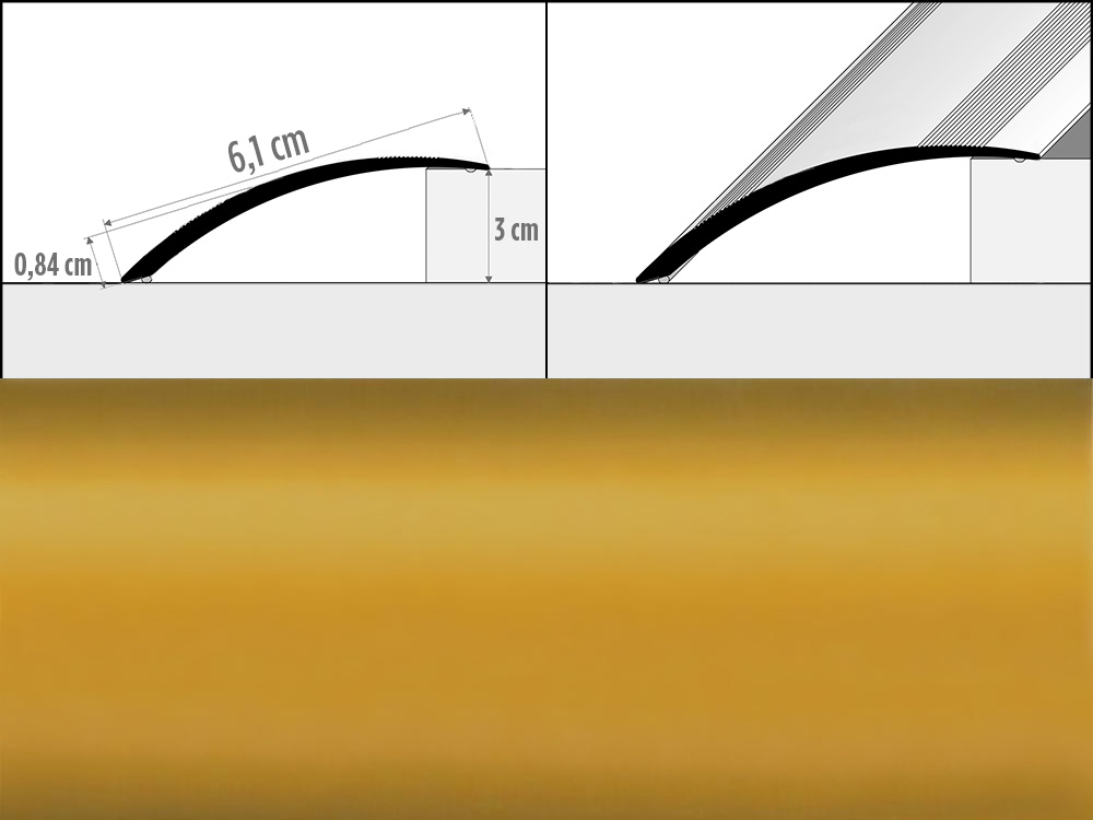 Prechodové lišty A49, šírka 6,1 cm x dĺžka 100 cm - zlatá