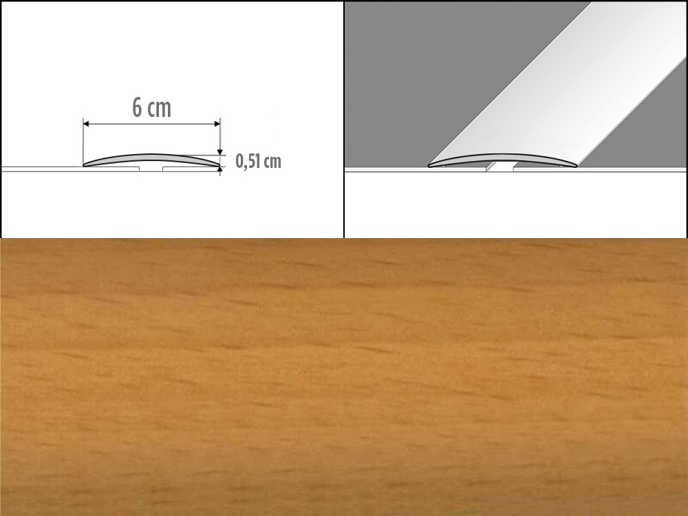 Prechodové lišty A70, šírka 6 cm x dĺžka 100 cm - buk