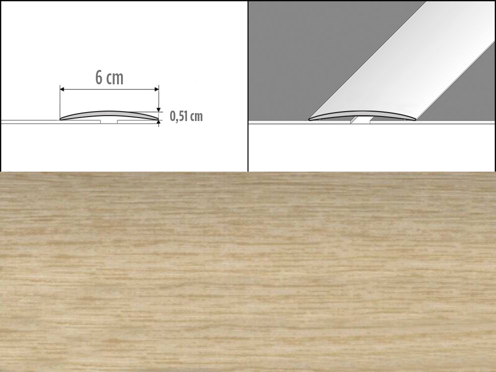 Prechodové lišty A70, šírka 6 cm x dĺžka 100 cm - dub mocca