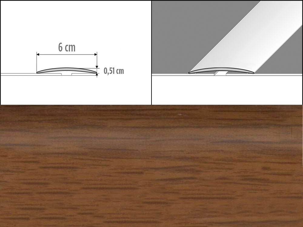 Prechodové lišty A70, šírka 6 cm x dĺžka 100 cm - frézia