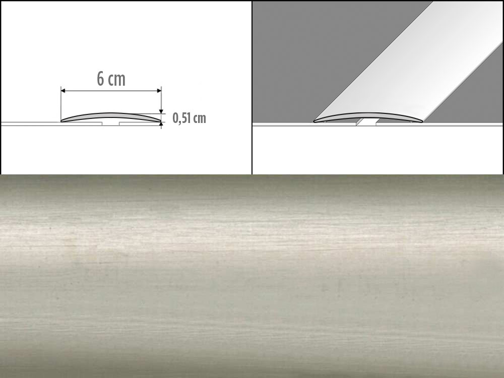 Prechodové lišty A70, šírka 6 cm x dĺžka 200 cm - inox