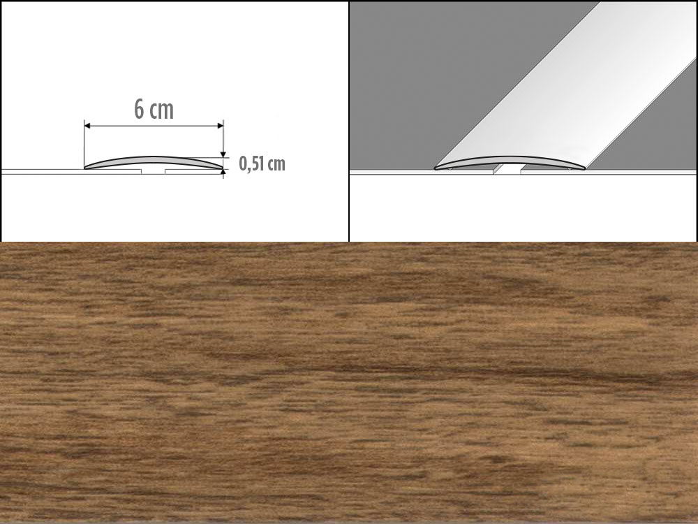 Prechodové lišty A70, šírka 6 cm x dĺžka 100 cm - merbau