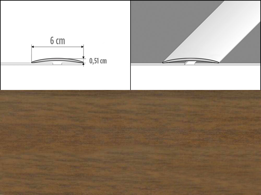 Prechodové lišty A70, šírka 6 cm x dĺžka 100 cm - orech chile