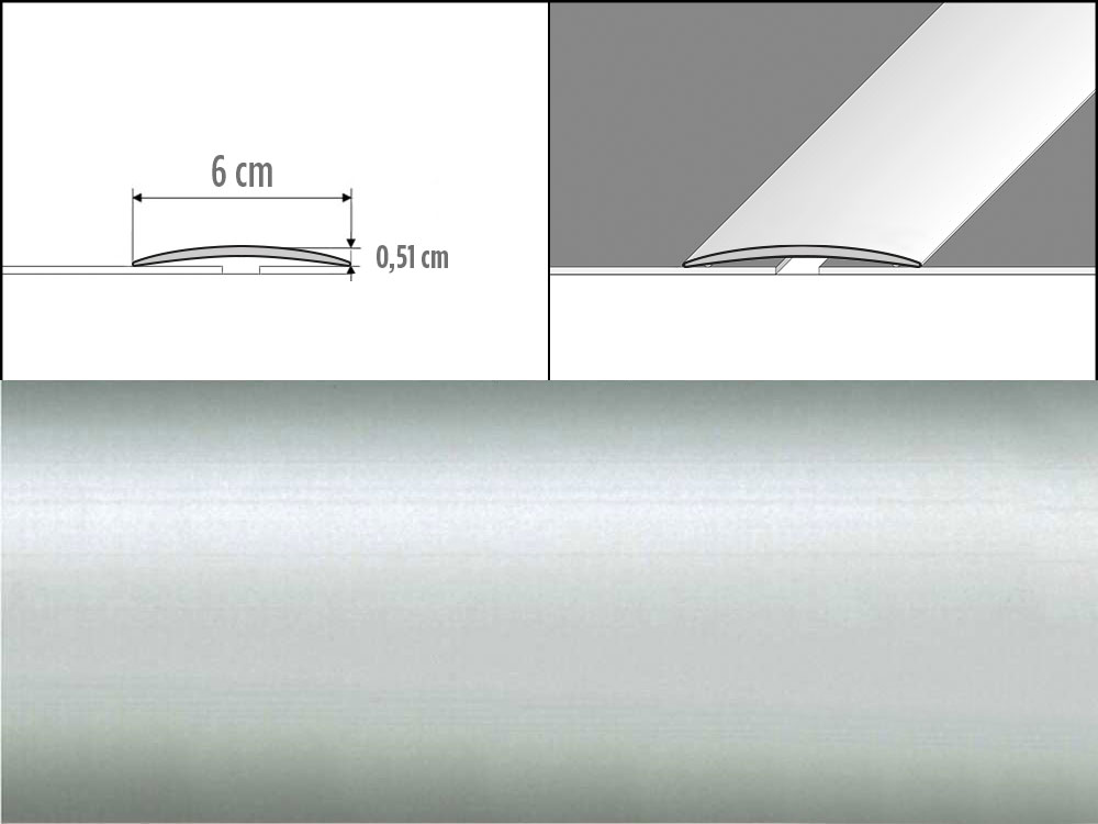 Prechodové lišty A70, šírka 6 cm x dĺžka 200 cm - strieborná