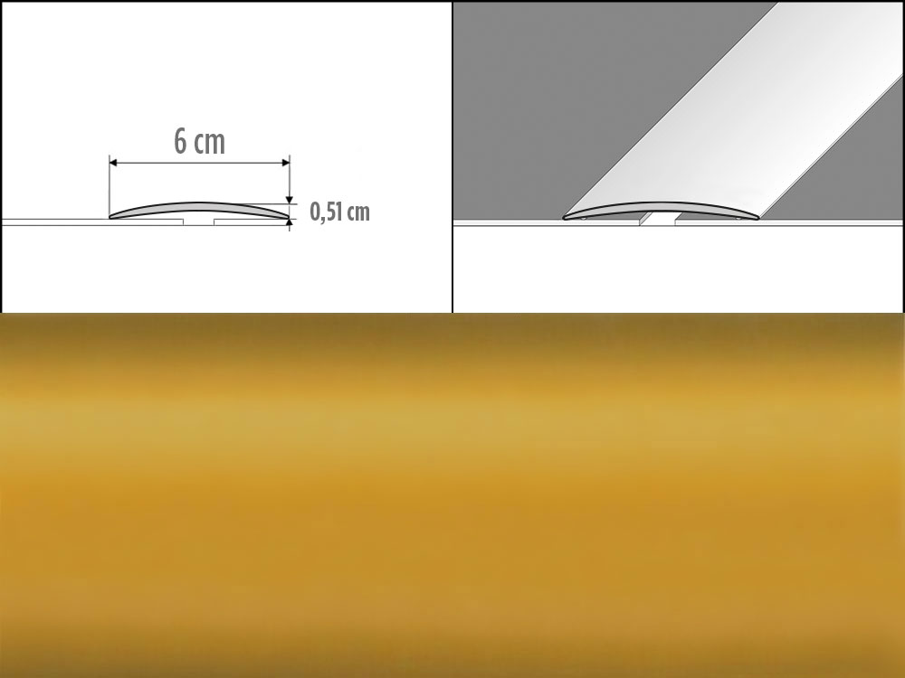 Prechodové lišty A70, šírka 6 cm x dĺžka 100 cm - zlatá