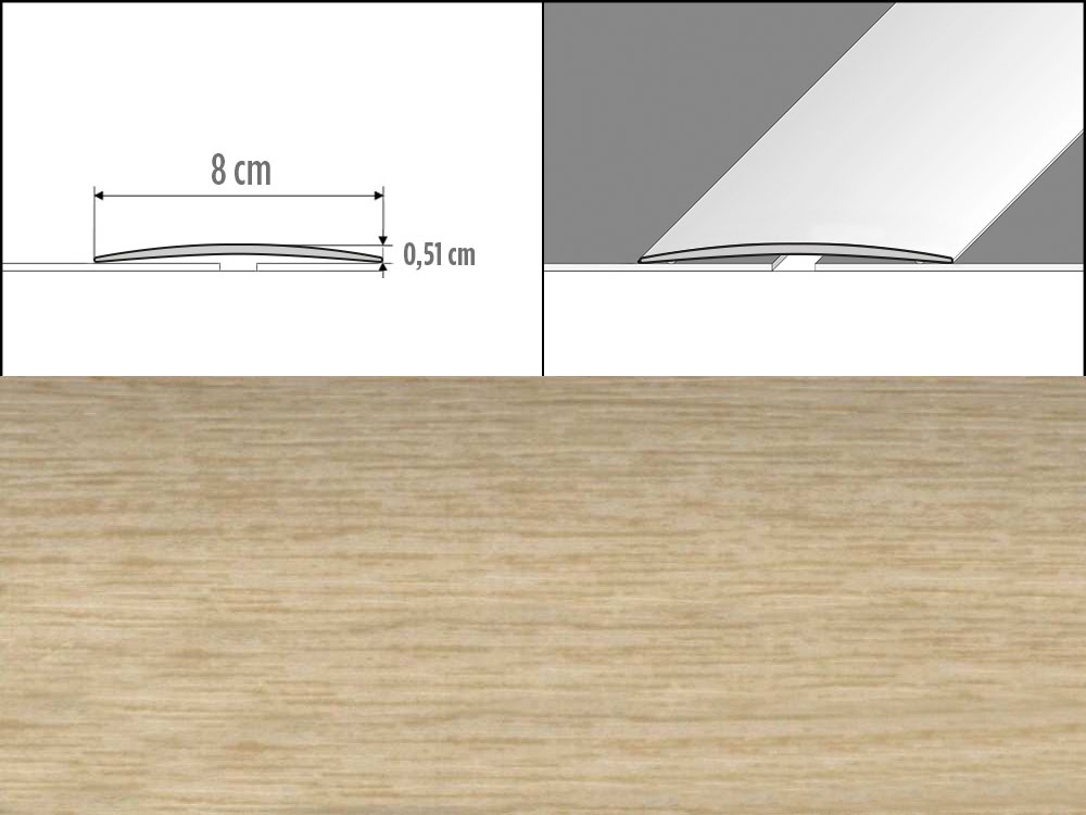 Prechodové lišty A71, šírka 8 cm x dĺžka 100 cm - dub mocca