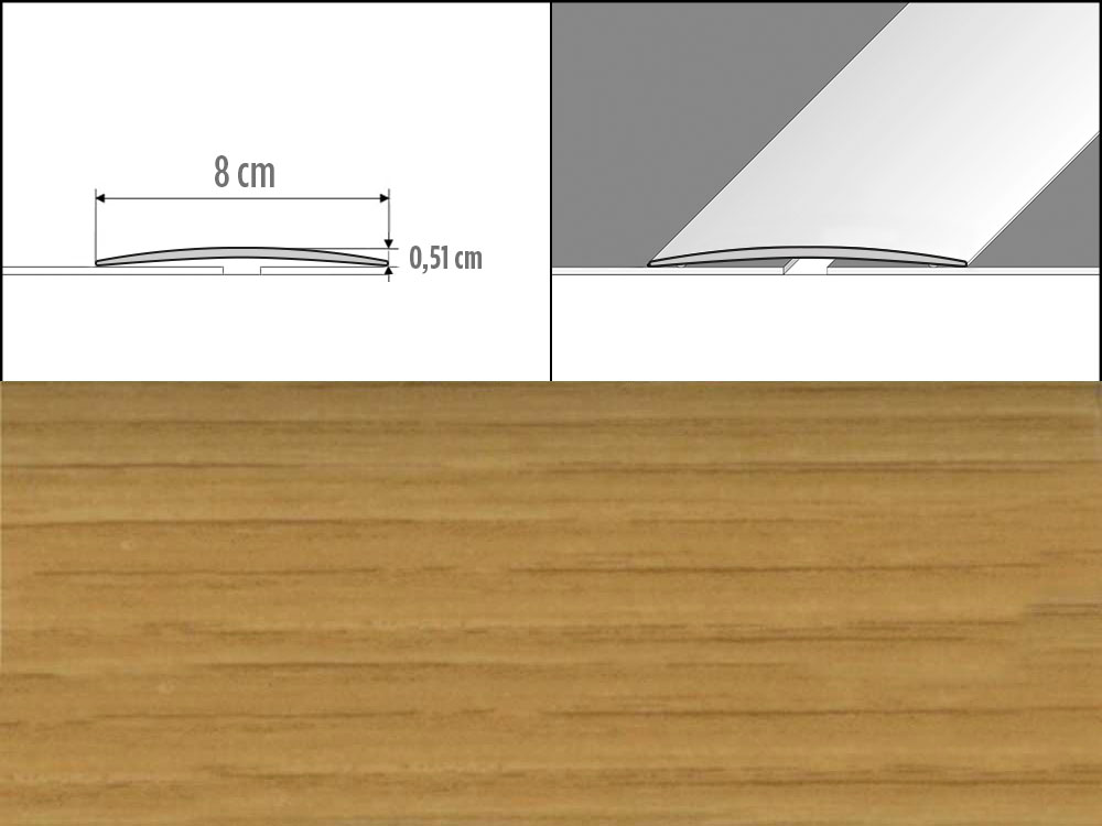 Prechodové lišty A71, šírka 8 cm x dĺžka 200 cm - dub