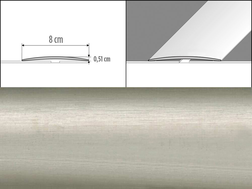 Prechodové lišty A71, šírka 8 cm x dĺžka 100 cm - inox