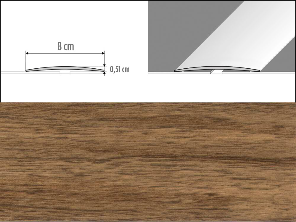 Prechodové lišty A71, šírka 8 cm x dĺžka 100 cm - merbau