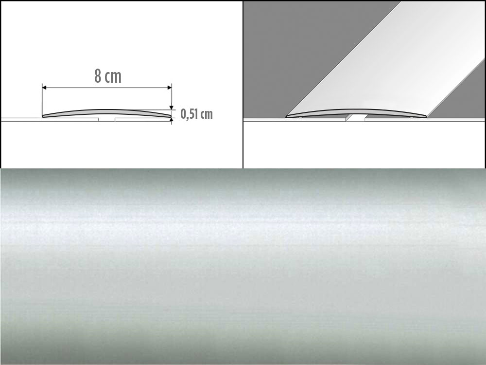 Prechodové lišty A71, šírka 8 cm x dĺžka 100 cm- strieborná