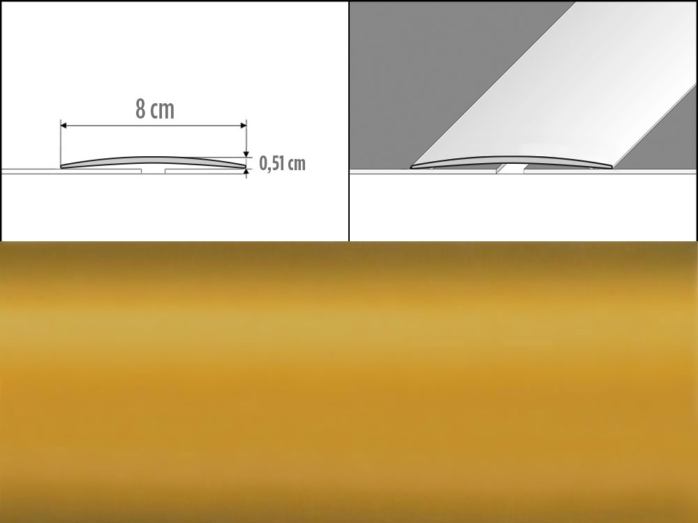 Prechodové lišty A71, šírka 8 cm x dĺžka 200 cm - zlatá