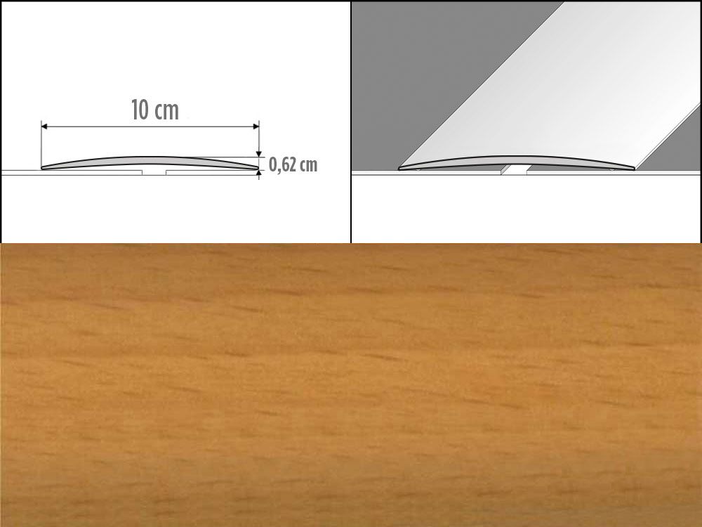 Prechodové lišty A72, šírka 10 cm x dĺžka 100 cm - buk