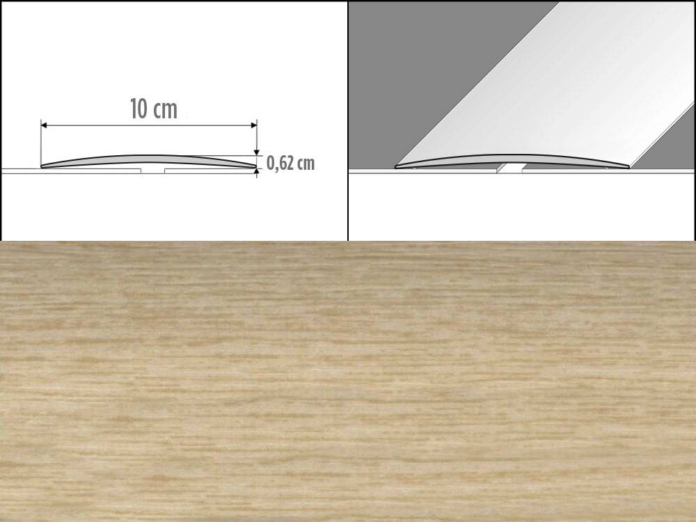 Prechodové lišty A72, šírka 10 cm x dĺžka 200 cm - dub mocca