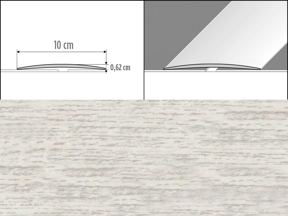 Prechodové lišty A72, šírka 10 cm x dĺžka 100 cm - dub wanilia