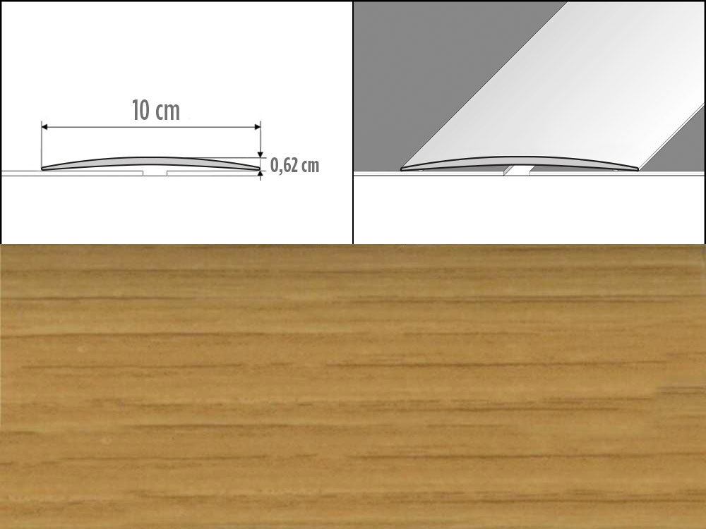 Prechodové lišty A72, šírka 10 cm x dĺžka 200 cm - dub