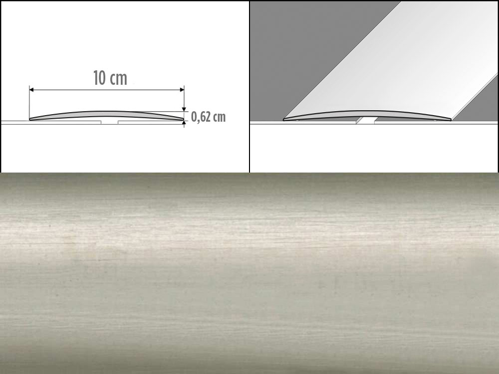 Prechodové lišty A72, šírka 10 cm x dĺžka 100 cm - inox