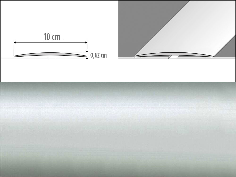 Prechodové lišty A72, šírka 10 cm x dĺžka 200 cm - strieborná
