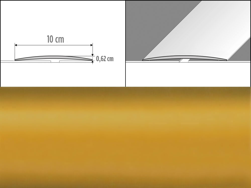 Prechodové lišty A72, šírka 10 cm x dĺžka 100 cm - zlatá
