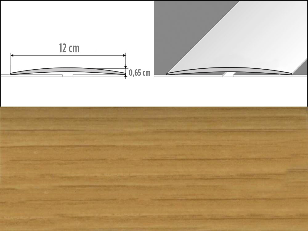 Prechodové lišty A73, šírka 12 cm x dĺžka 200 cm- dub