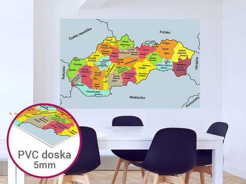 PVC doska na stenu - Mapa Slovensko farebná