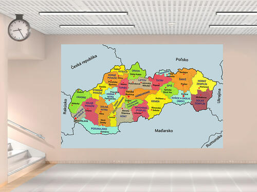 Digitapeta na stenu - Mapa slovenska farebná