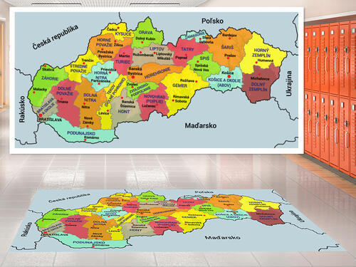 Nálepky na podlahu - Slovenská mapa regiony